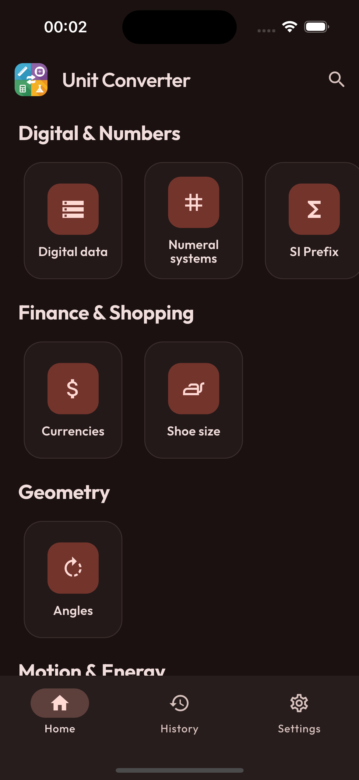 Unit Converter Pro Home Screen
