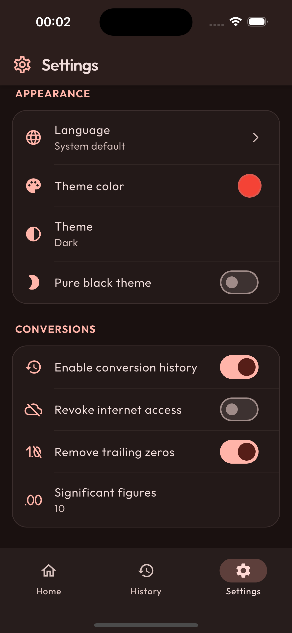 Unit Converter Pro Settings